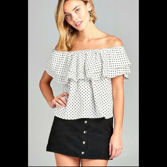 Tops - Casual Top Short Sleeve Polka Dot Loose Blouse